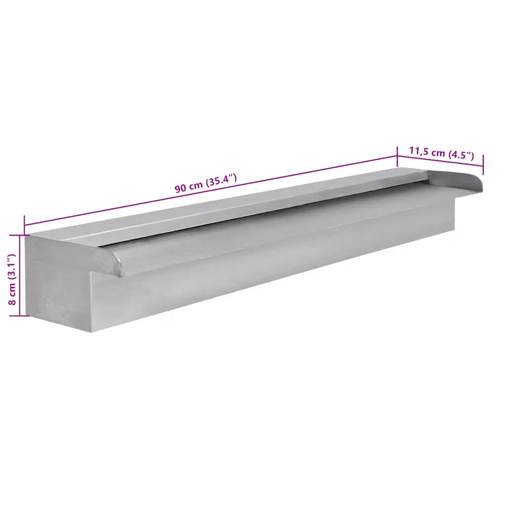 Fontana a Cascata per Giardino Rettangolare Acciaio Inox 90 cm 41668