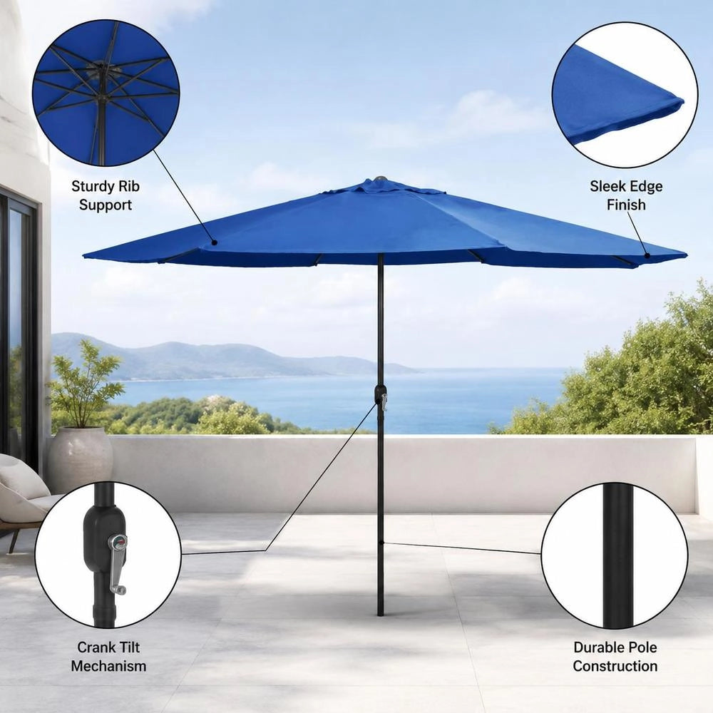 Parasol With Metal Pole 390 Cm Azure Blue