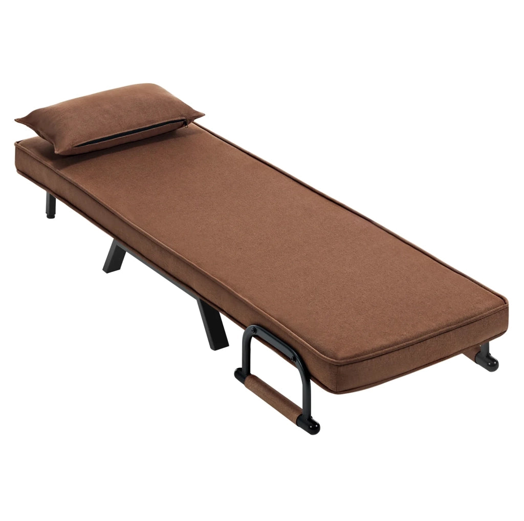 Poltrona letto pieghevole 3 in 1 marrone con schienale regolabile
