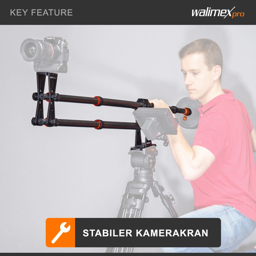 Carbon Camera Jib Traveller 7.2, Jimmy Jib per telecamera, braccio per videocamera estensibile 70-200cm, 16x10x80cm, filettatura 1/4“