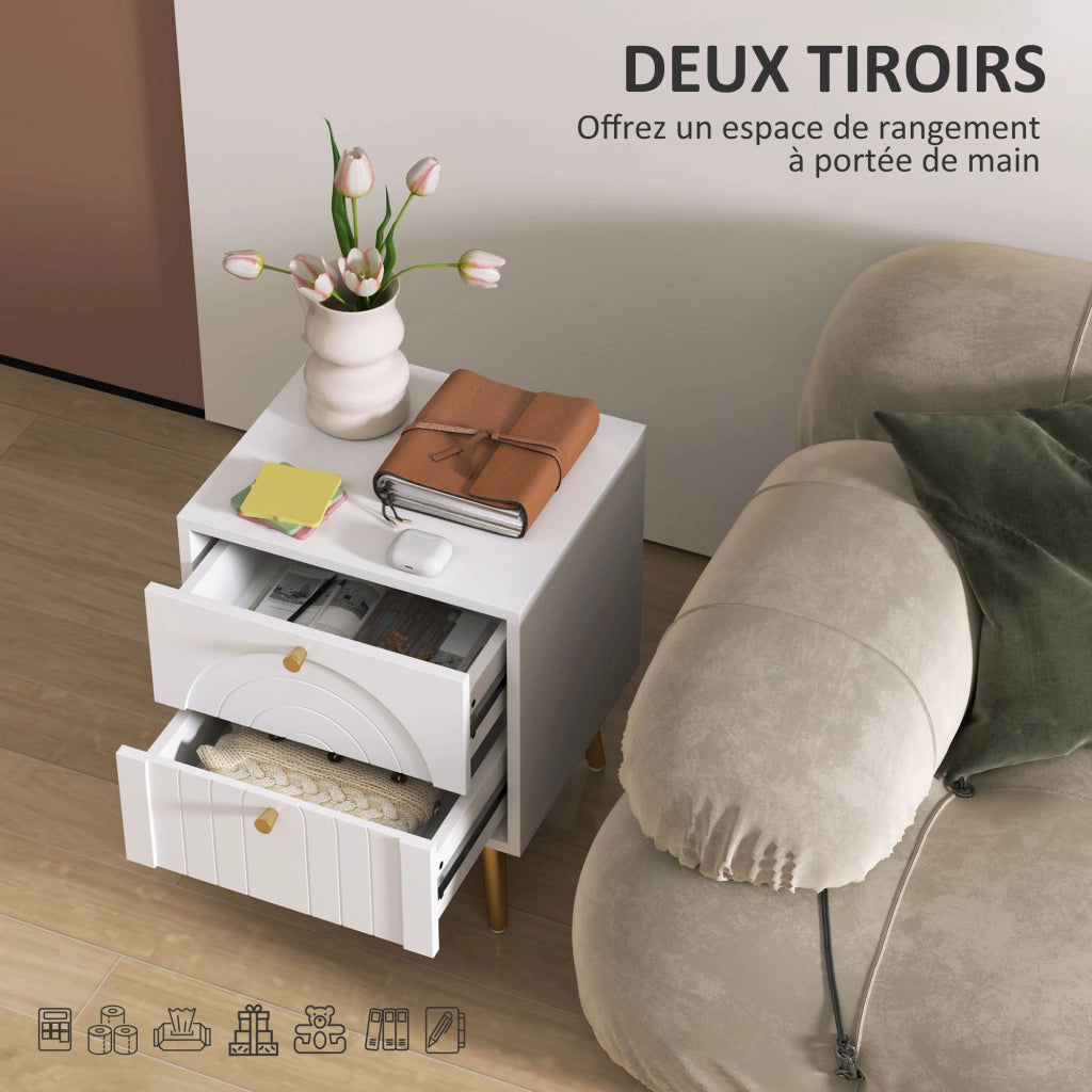 Comodino con cassetto ¨C zephmum ¨C bianco, acciaio, 40x35x50 cm