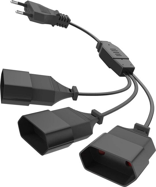 Cavo di estensione 3-in-1 cavo di alimentazione con presa multiplo tipo C 0,75 mm² massimo 25 A/250 V per TV, PC, computer, monitor, proiettore, lampade e altri elettrodomestici 0,3 m