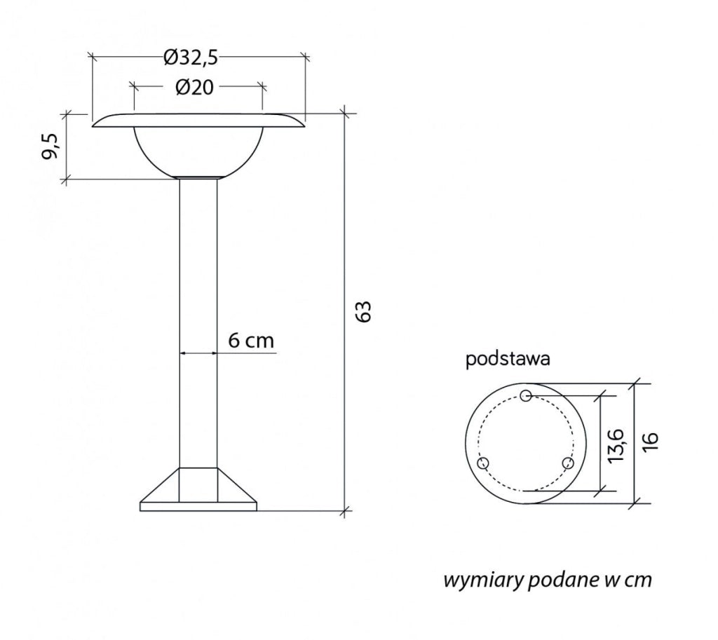 Palo da giardino FEBE 1xE27 nero IP65 63 cm SU-MA