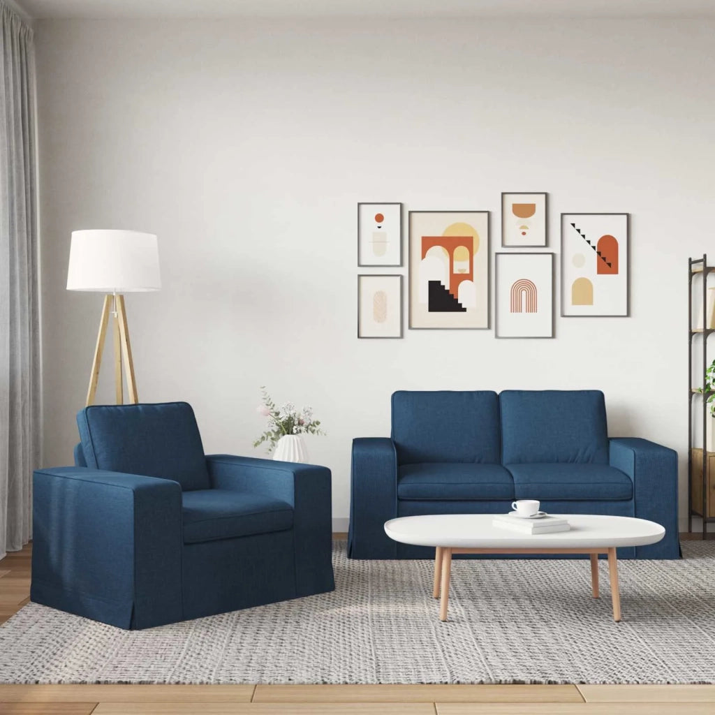 Set di divani 2 pcs Blu 162 x 80 x 82 cm Tessuto