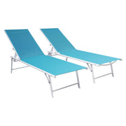 Set di 2 lettini pieghevoli SICILIA in textilene blu - struttura bianca