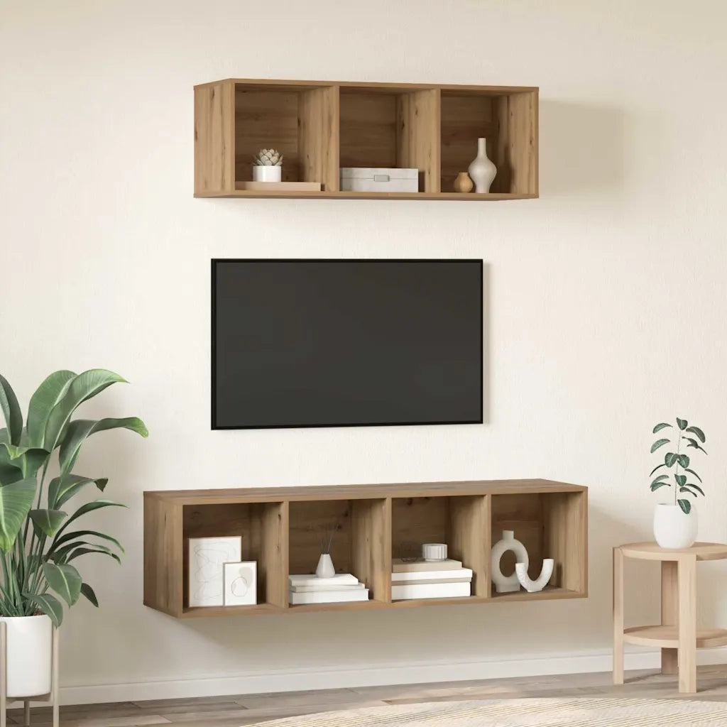 Set mobile TV 2 pz Rovere artigianale Legno ingegnerizzato 3393356
