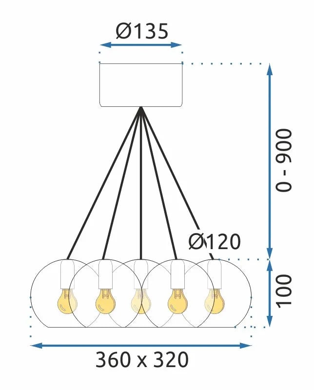Lampada Da Soffitto Sfere In Vetro APP560-7CP