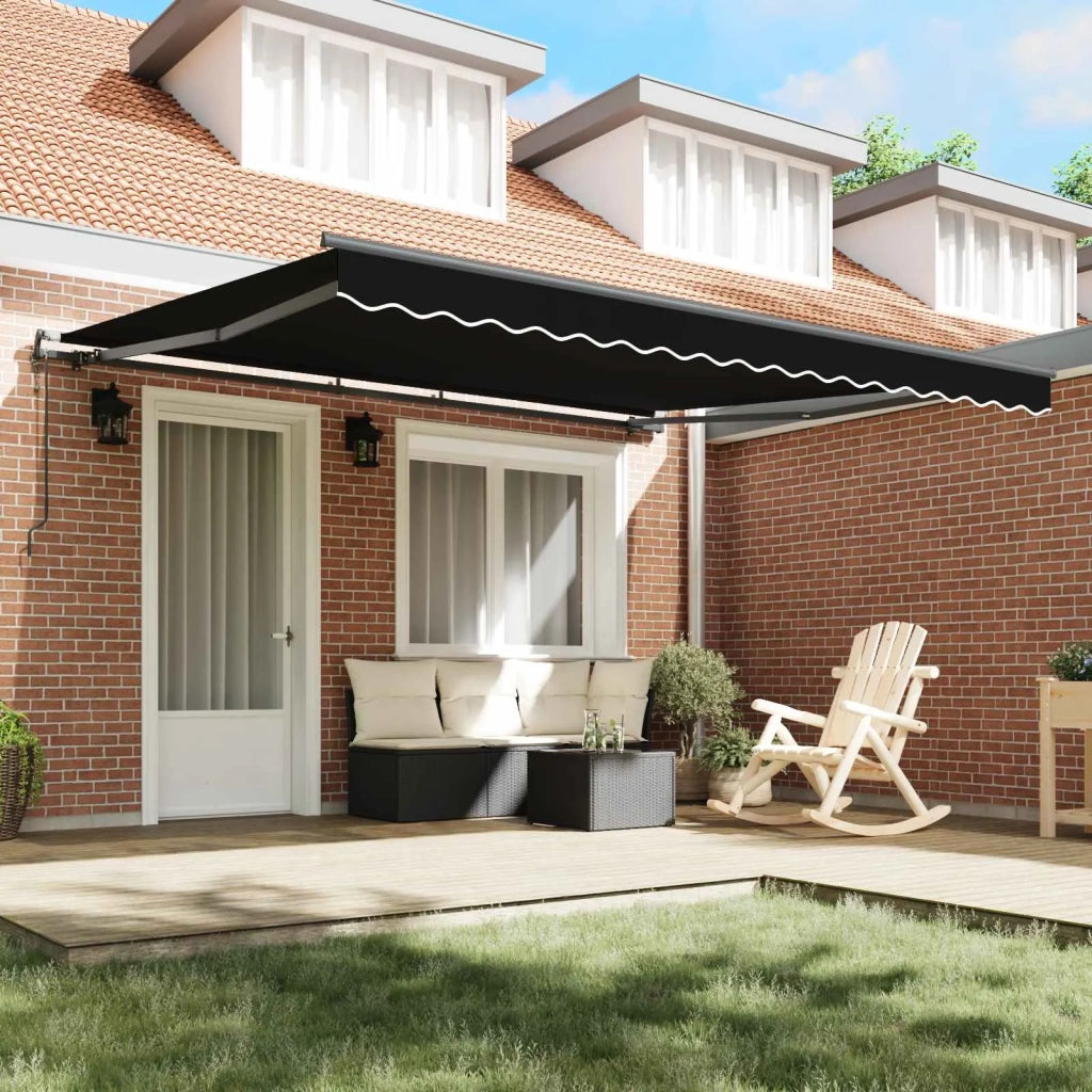Tenda Retrattile Nero 400 × 300 cm Tessuto e Alluminio 3330597