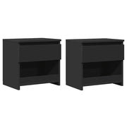 Set di 2 Comodini | Armadio da Notte | Mobiletto da notte Neri 40x30x39 cm in Legno Multistrato