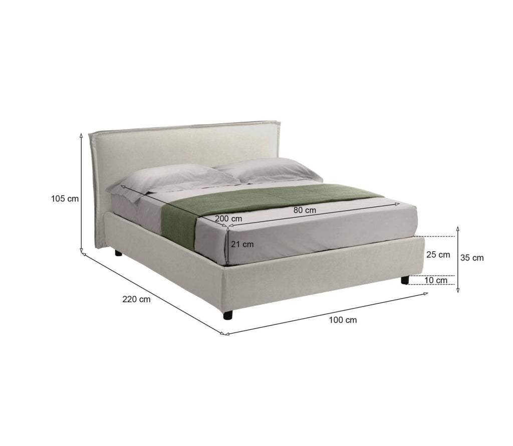 Atrelmo, Letto Singolo Materasso Incluso Made in Italy, Beige