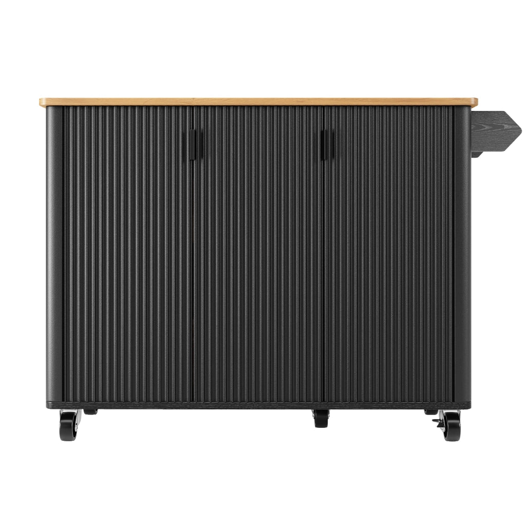 Carrello da Cucina Allungabile ¨C MINIMAL ¨C Bianco/Nero, 130x45x92 cm, 3 Ante, Ruote