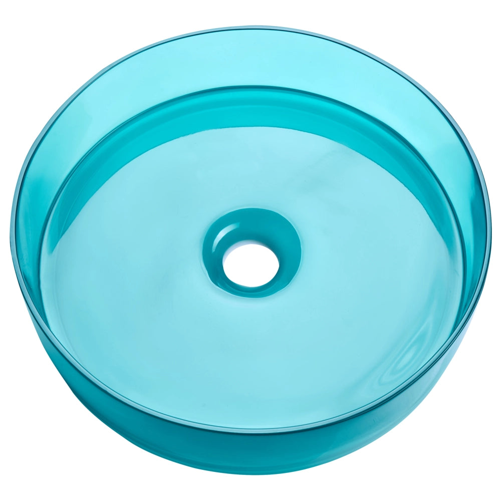 Lavandino da appoggio Turchese Superficie solida 360 mm Lavandino da bagno rotondo semitrasparente