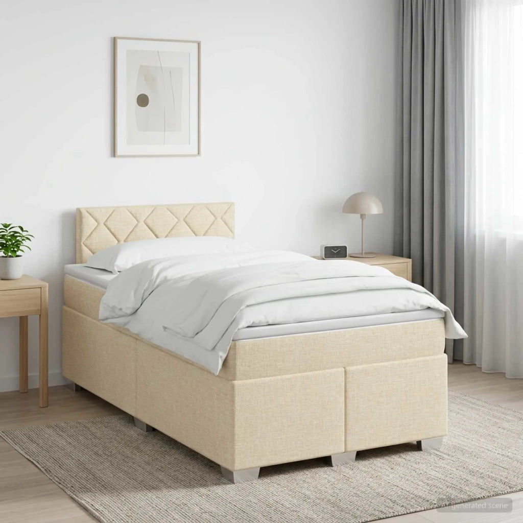 Letto box spring con materasso Crema 120 x 200 cm Tessuto 3450465