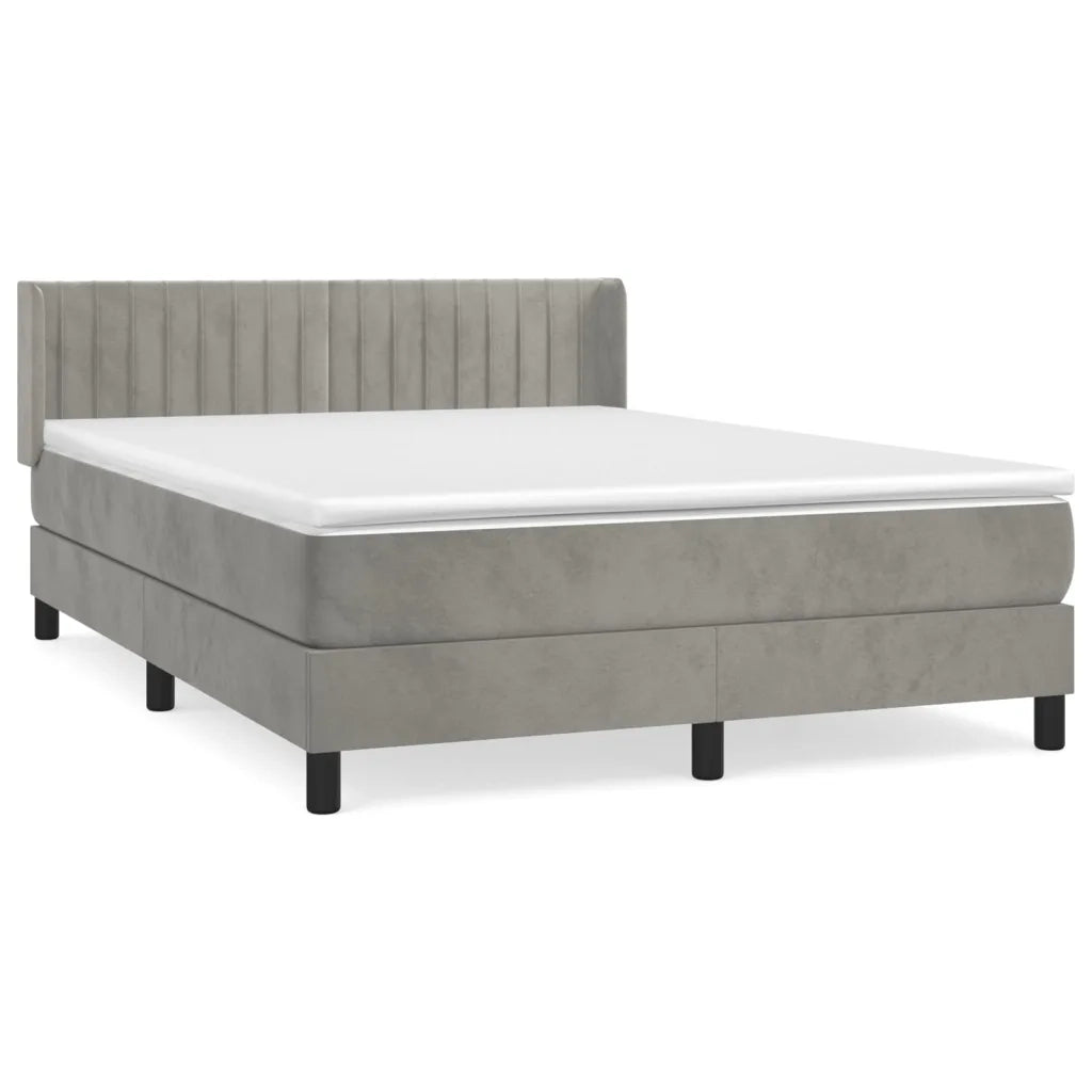 Giroletto a Molle con Materasso Grigio Chiaro 140x190cm Velluto 3131075