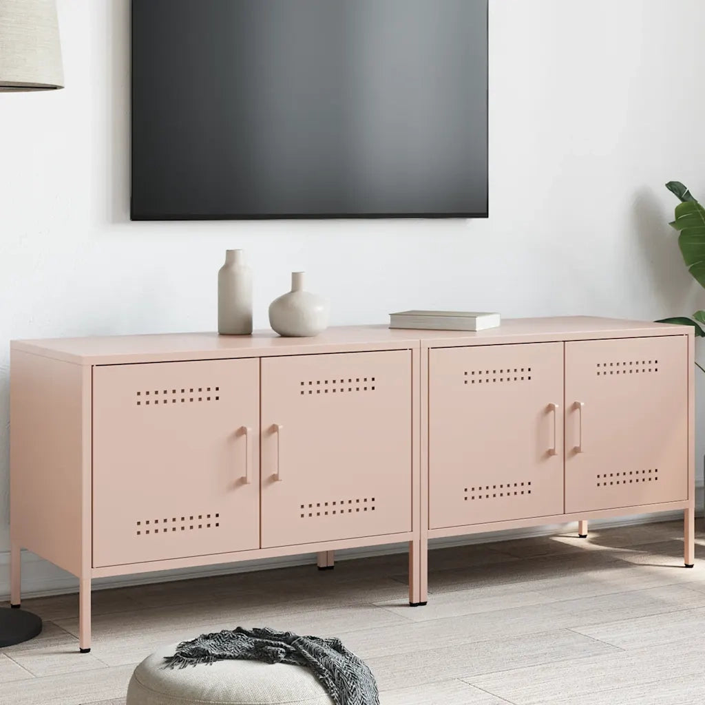 Mobili TV 2pz-Set di 2 Credenza per TV Rosa 68x39x50,5 cm in Acciaio 197637