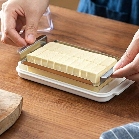 Contenitore per burro con coperchio trasparente - contenitore per burro - contenitore per formaggio - dimensioni 19x10.3x4cm - materiale in acciaio inossidabile e plastica
