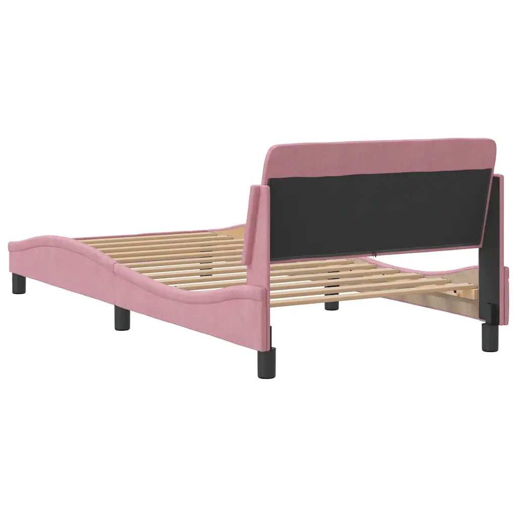 Giroletto con Testiera-Struttura Letto con testiera Dover Rosa 100x200 cm Velluto
