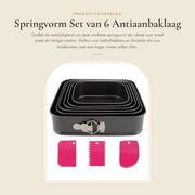 Set di Forme a Spring per Torta in Acciaio - Antiscivolo - Incluso Spatola - Utilizzabile per Diversi Format - 18/20/22/24/26/28 cm