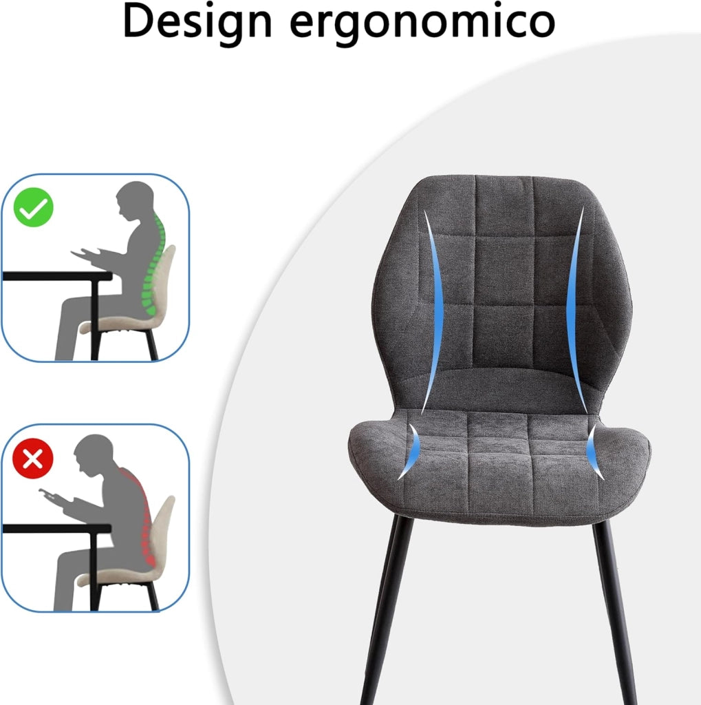 GrandCA HOME Set tavolo e sedie da pranzo nordico, tavolo da pranzo rotondo 115 * 115 * 73 cm e 4 sedie da cucina imbottite, adatto per cucina, sala da pranzo e soggiorno (Grigio)