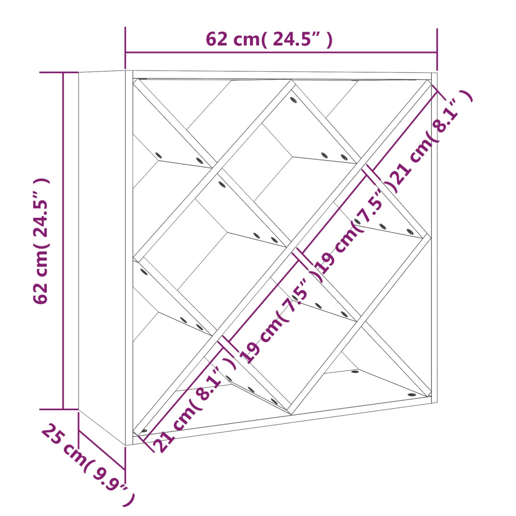 Portabottiglie Bianco 62x25x62 cm in Legno Massello di Pino cod mxl 34729