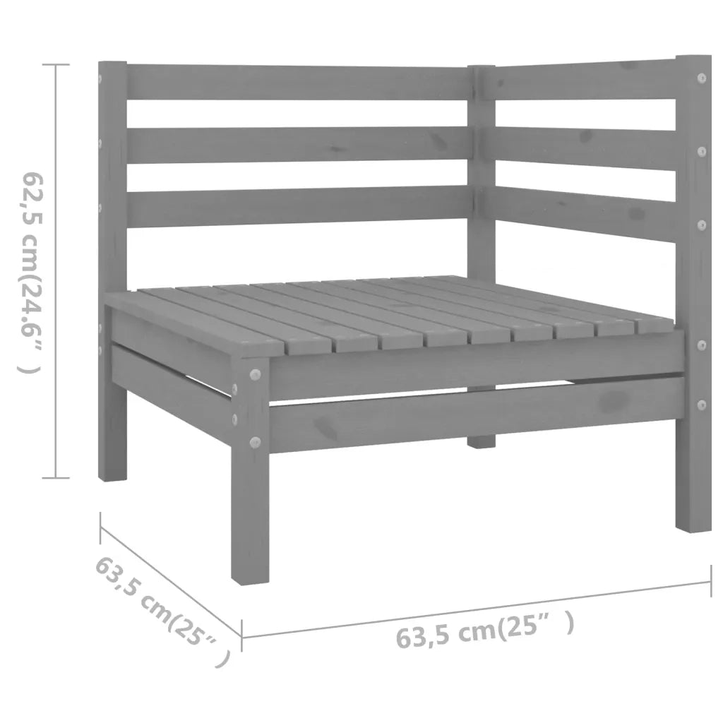Set Divani da Giardino 6 pz in Legno Massello di Pino Grigio 3082684