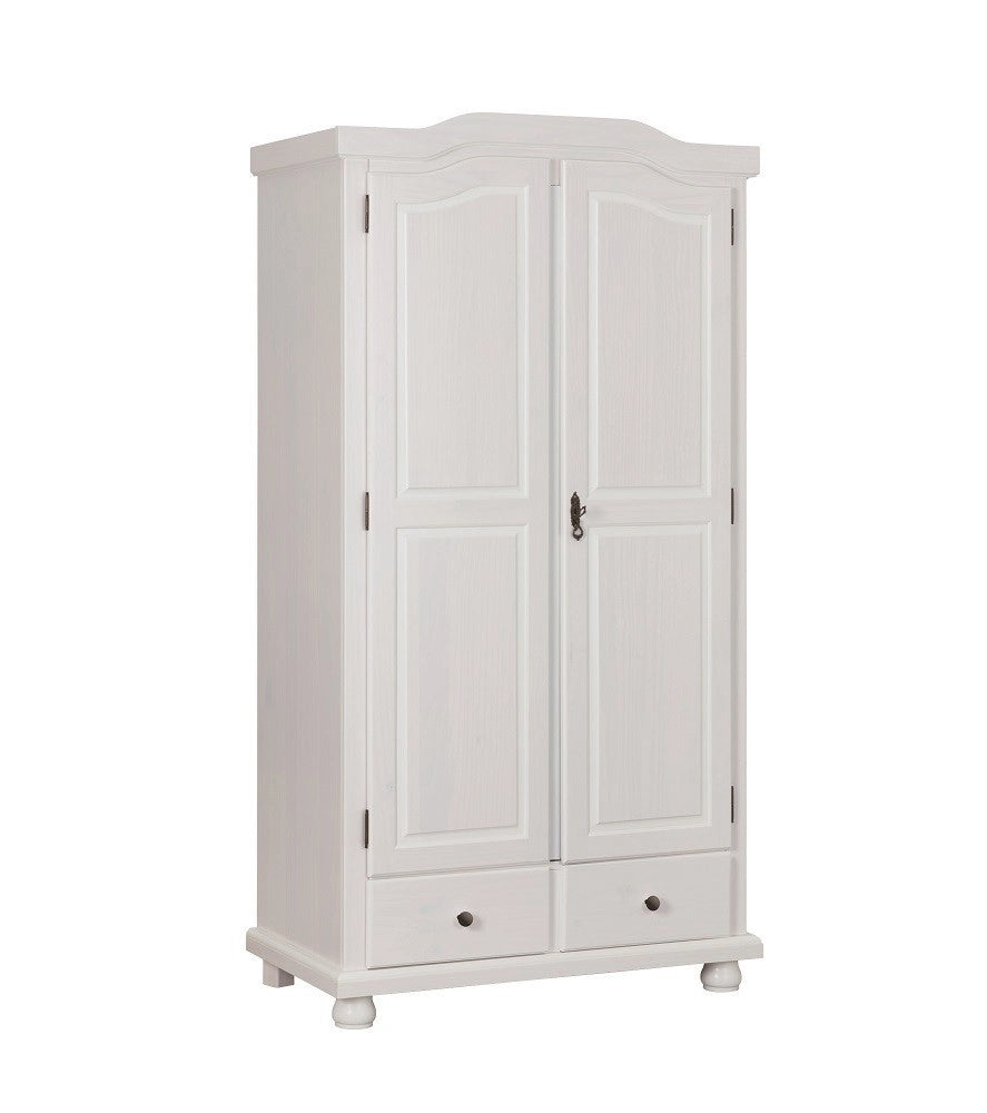 ARMADIO REUTTE 2 ANTE+ 2 CASSETTI 104X56X200H PINO MASSELLO FINITURA BIANCO