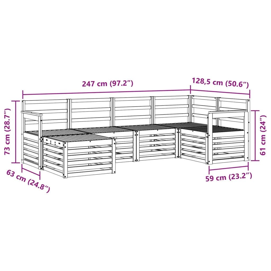 Set divani 6 pcs Naturale Legno di Acacia Massello 3375074