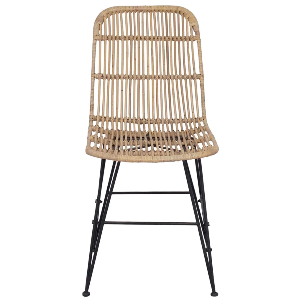 Sedia da pranzo 2 pcs Naturale 41 x 55 x 85 cm Rattan e acciaio 42033206