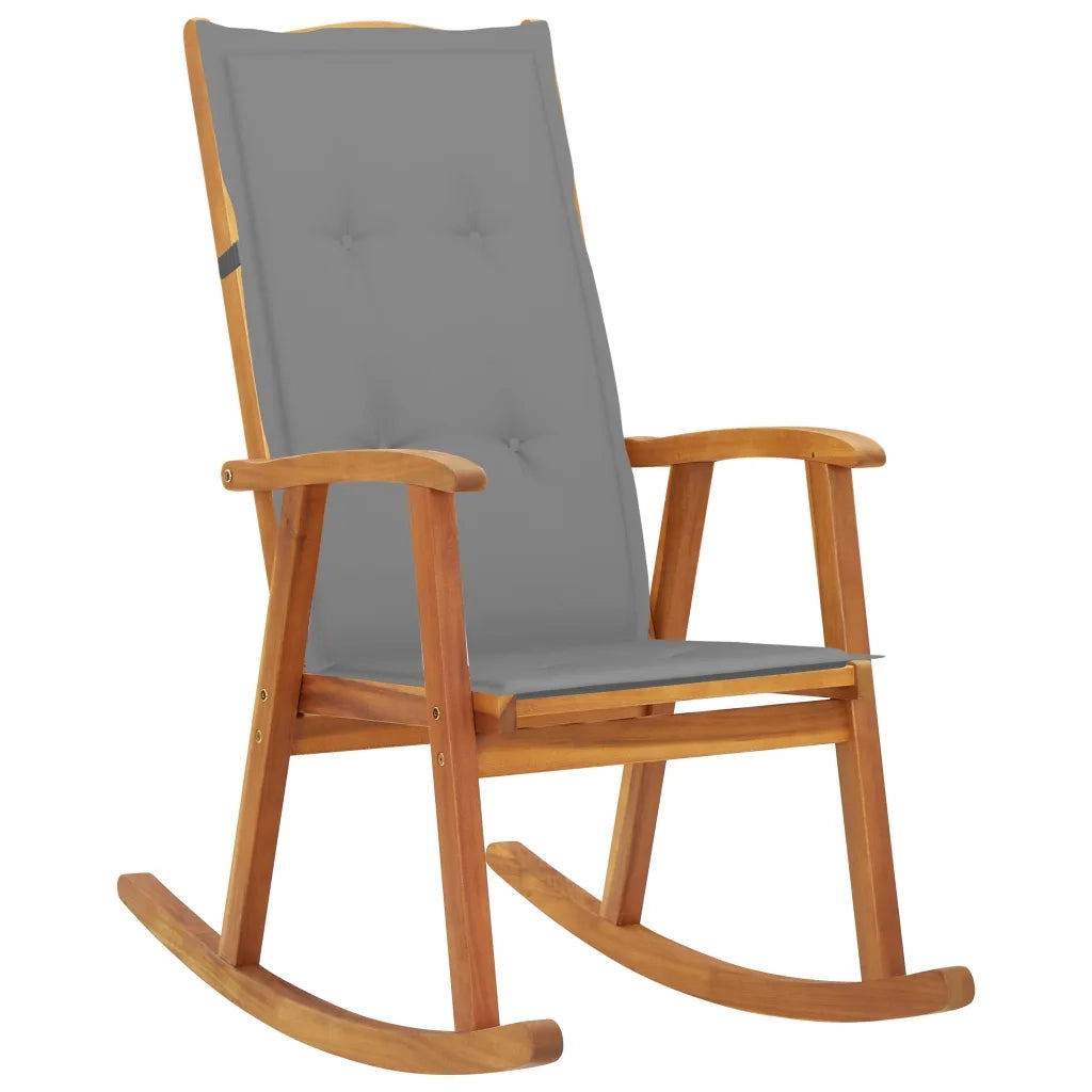 Sedia a Dondolo con Cuscini in Legno Massello di Acacia cod mxl 53993