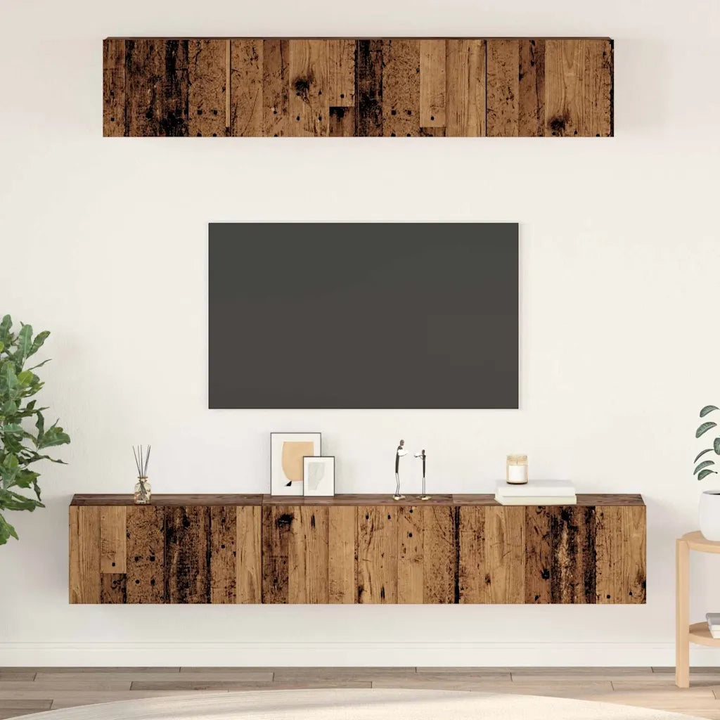Set mobile TV 5 pz-Set di 5 Credenza per TV Legno vecchio Legno multistrato 440422