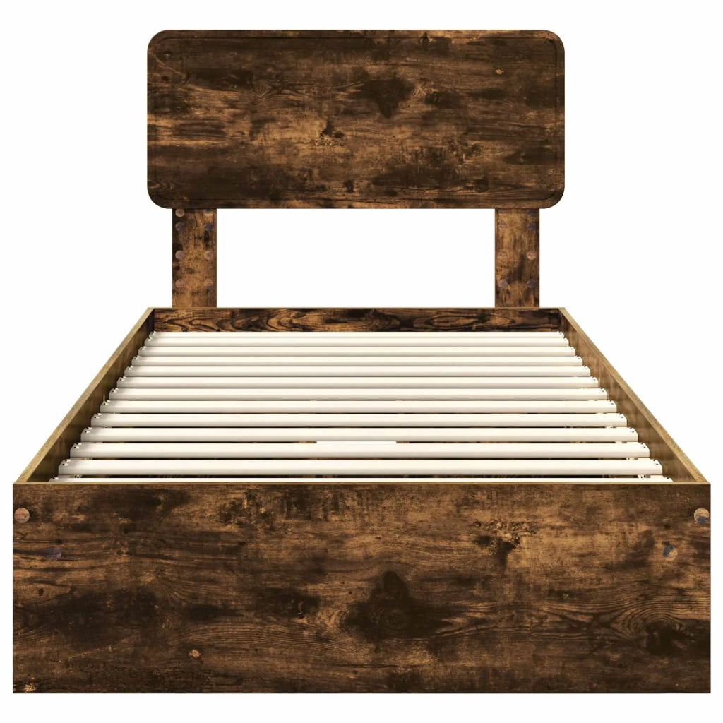 Letto con Contenitore con testiera Rovere fumé 100 x 200 cm 3412308