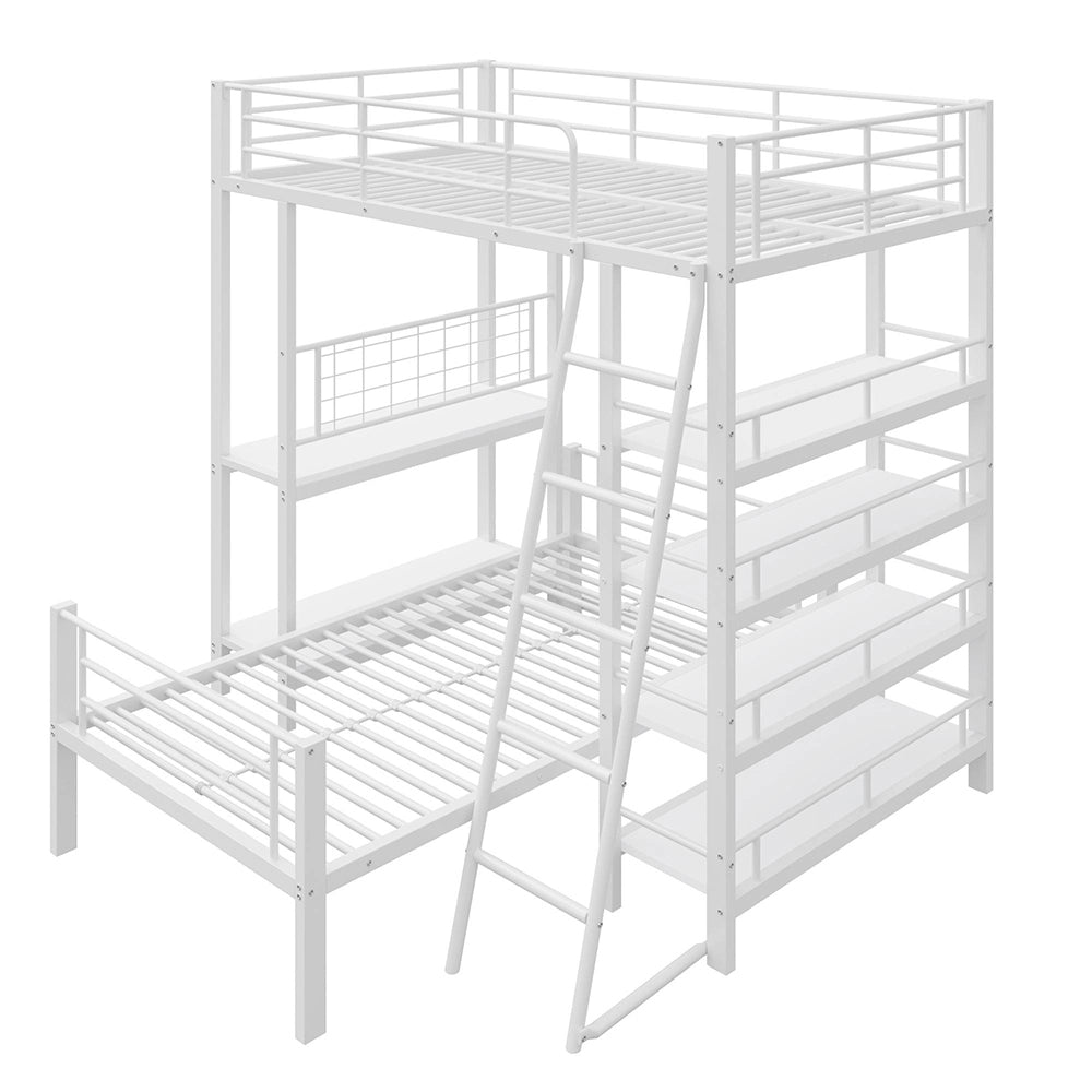 Letto mezzanino metallico 90x200cm - Xylo - bianco, multifunzione