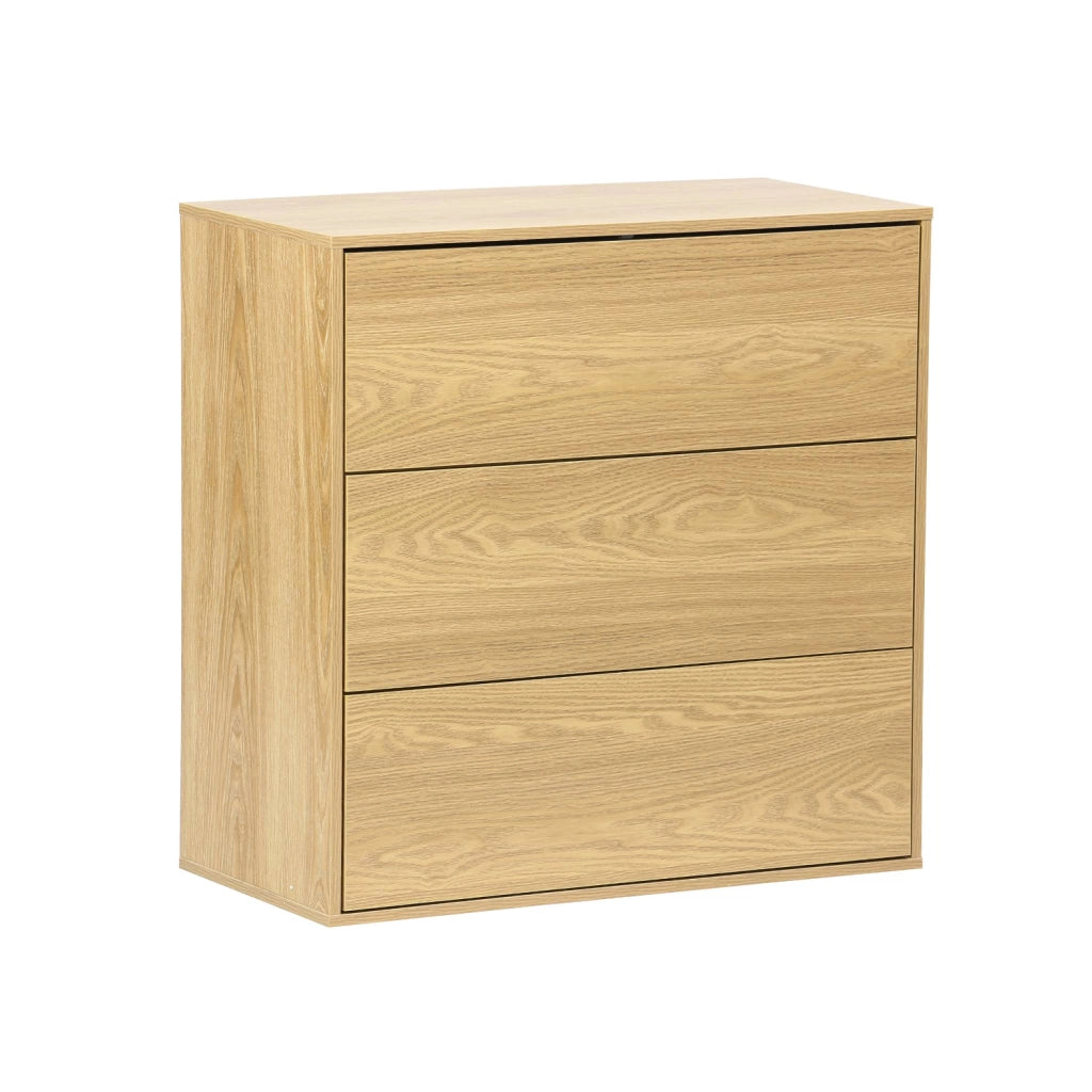 Modulo di stoccaggio decorativo in legno 3 cassetti, quercia