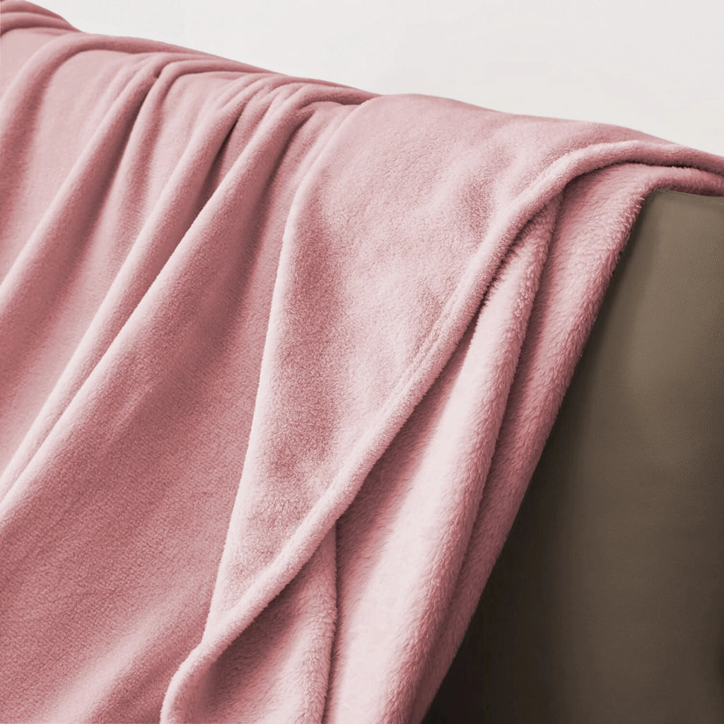 Coperta Plaid 130x160 cm Morbida Vellutata Pile Caldo Soffice Avvolgente Divano Letto Poltrona Rosa