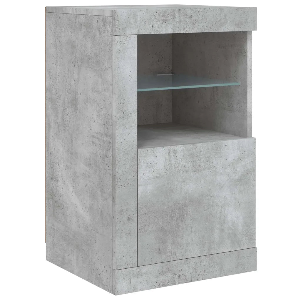 Credenza con Luci LED-Buffet-Armadio da cucina Grigio Cemento 142,5x37x67 cm 522116