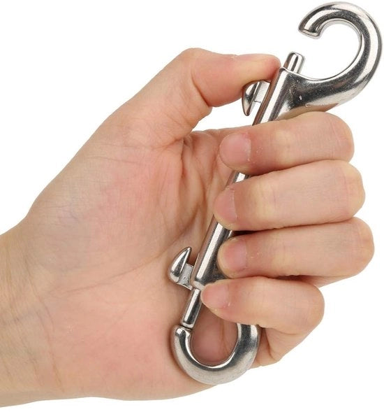 Fermo Caribina in Acciaio Inox - Blocco Serratura - Rilascio Bottone - Clip di immersione - Escursionismo - Resistente alla Corrosione - Sicuro da Utilizzare - Grappolo