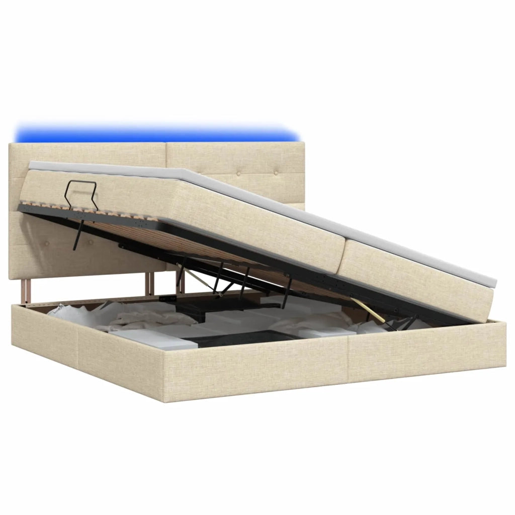 Letto con contenitore LED e materasso Crema 200 x 200 cm 3459970