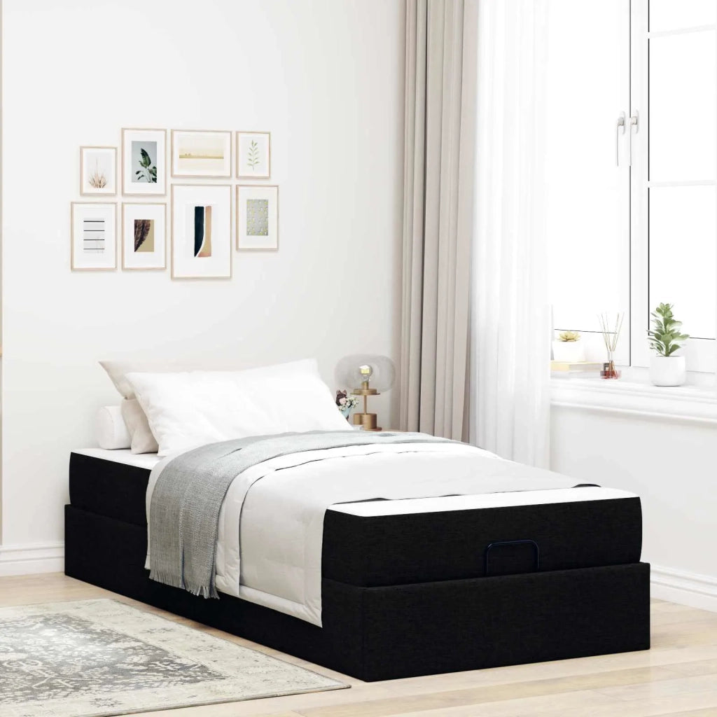 Struttura letto con materasso con materasso 2 pcs Nero Tessuto