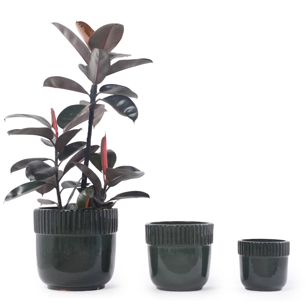 Vaso in ceramica Ø 38 cm blu-verde lucido, per interni e giardino