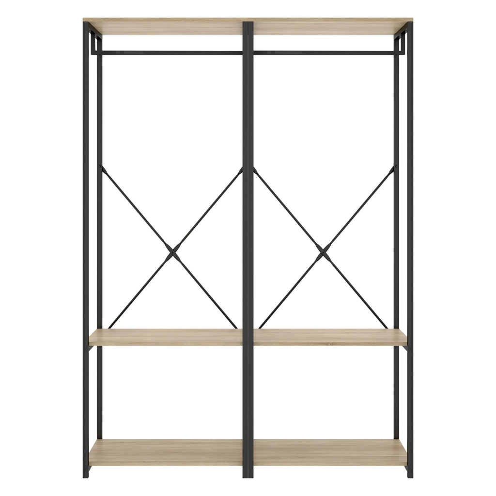 Armadio Camera da Letto Cortez, Guardaroba Grande 2 Ripiani, 40x167h cm Marrone Rovere