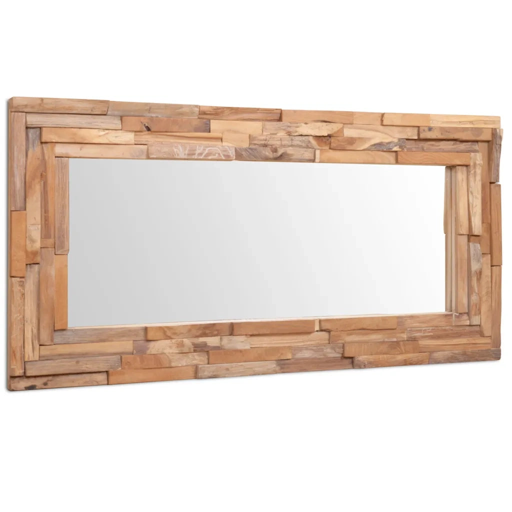 Specchio Decorativo in Legno di Teak 120x60 cm Rettangolare cod mxl 49985