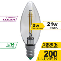 LED CANDELA FILO CLEAR 2W 3000