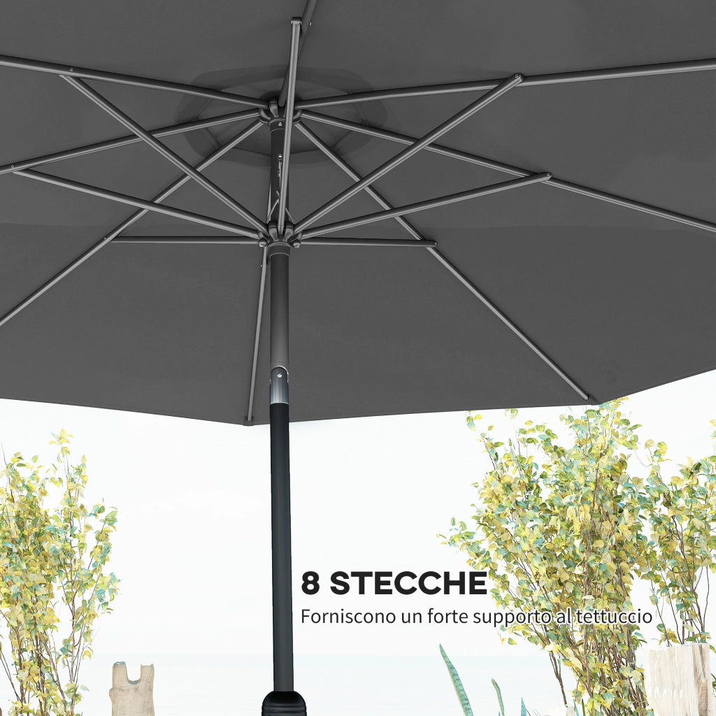Ombrellone da Giardino Inclinabile 3x2.5m ¨C Xylo ¨C Metallo Poliestere Grigio Scuro con Manovella