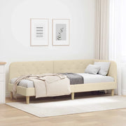 Cornice del letto ad angolo Crema 80 x 200 cm Tessuto
