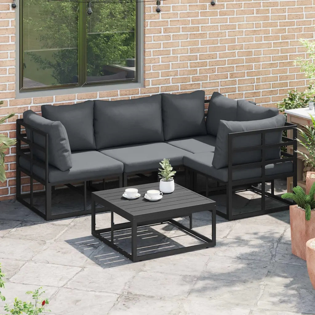 vidaXL Set Divano da Giardino con cuscino 4 pcs Nero Alluminio