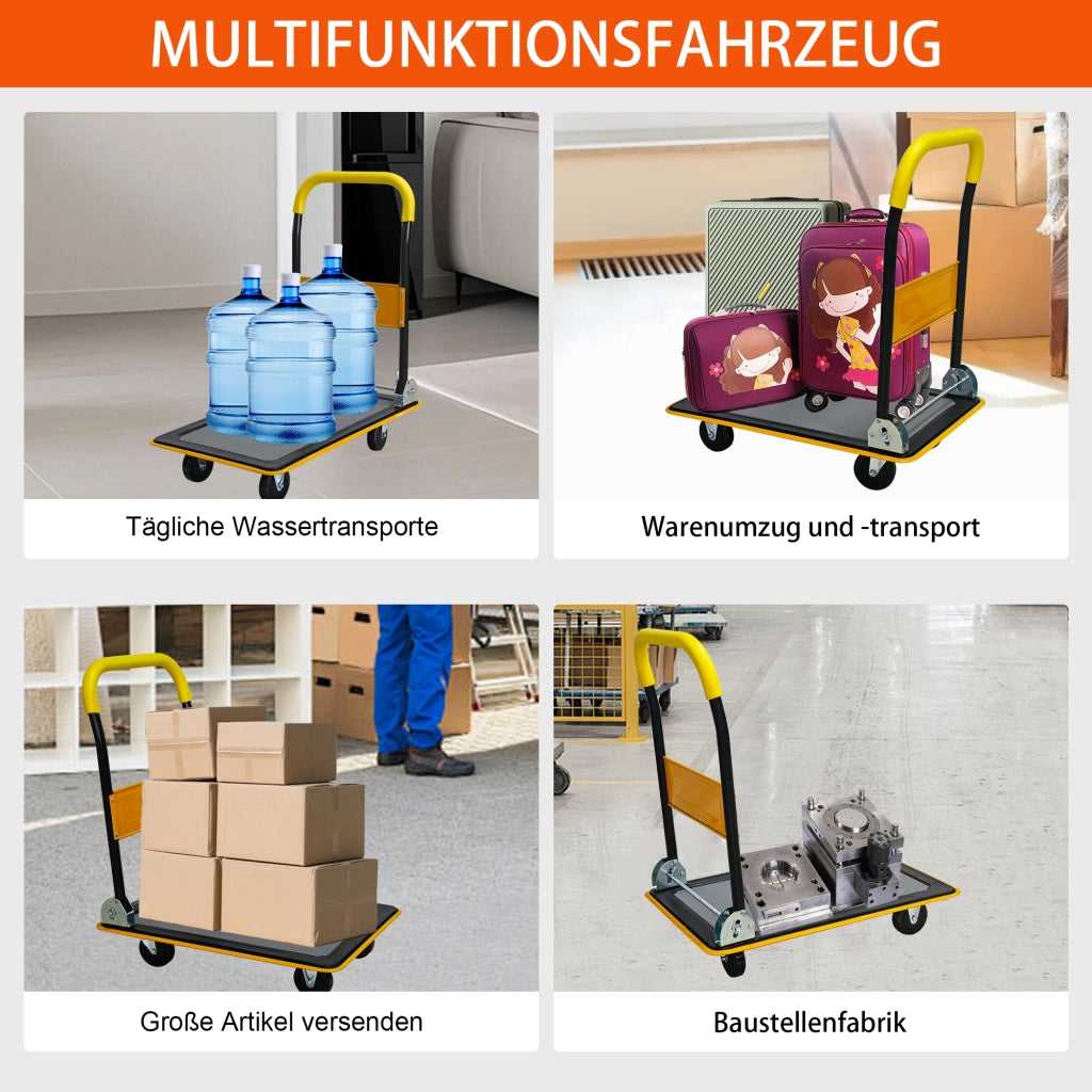 CARRELLO PIATTAFORMA PIEGHEVOLE 150 kg IN ACCIAIO GIALLO
