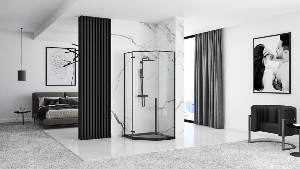 Cabina Doccia Diamond Black Mat 80x80 con piatto doccia Diamond