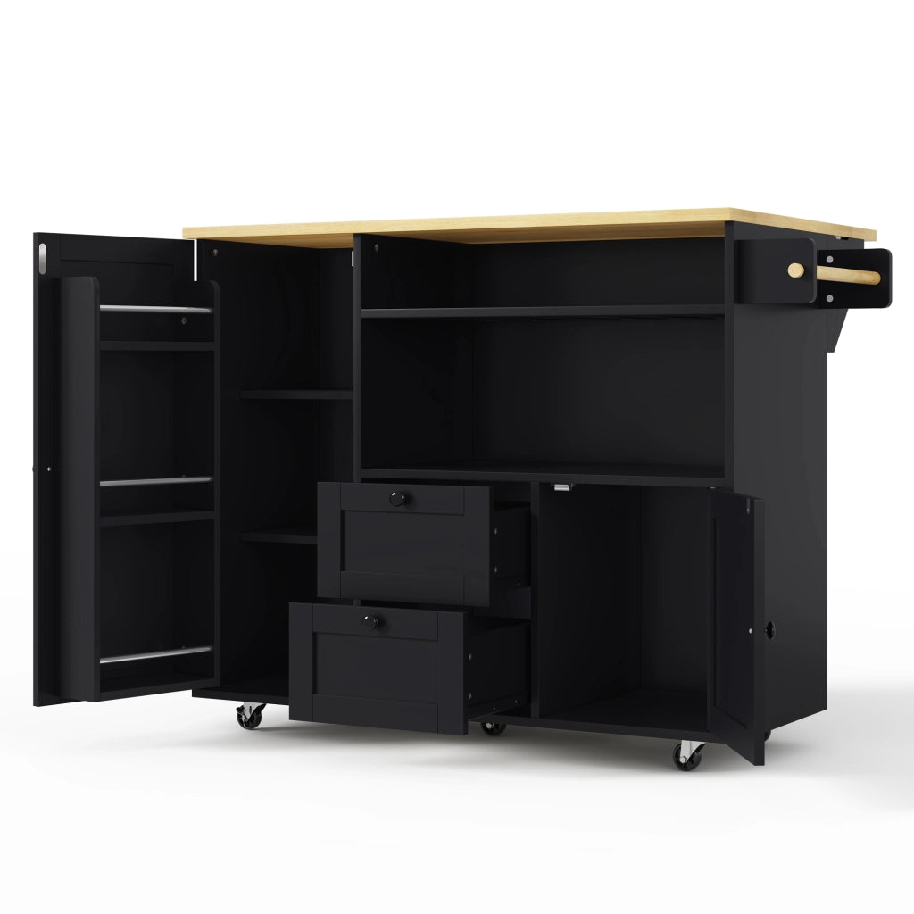 Credenza da cucina con 2 cassetti e portabottiglie - per cucina - in MDF - naturale e nero