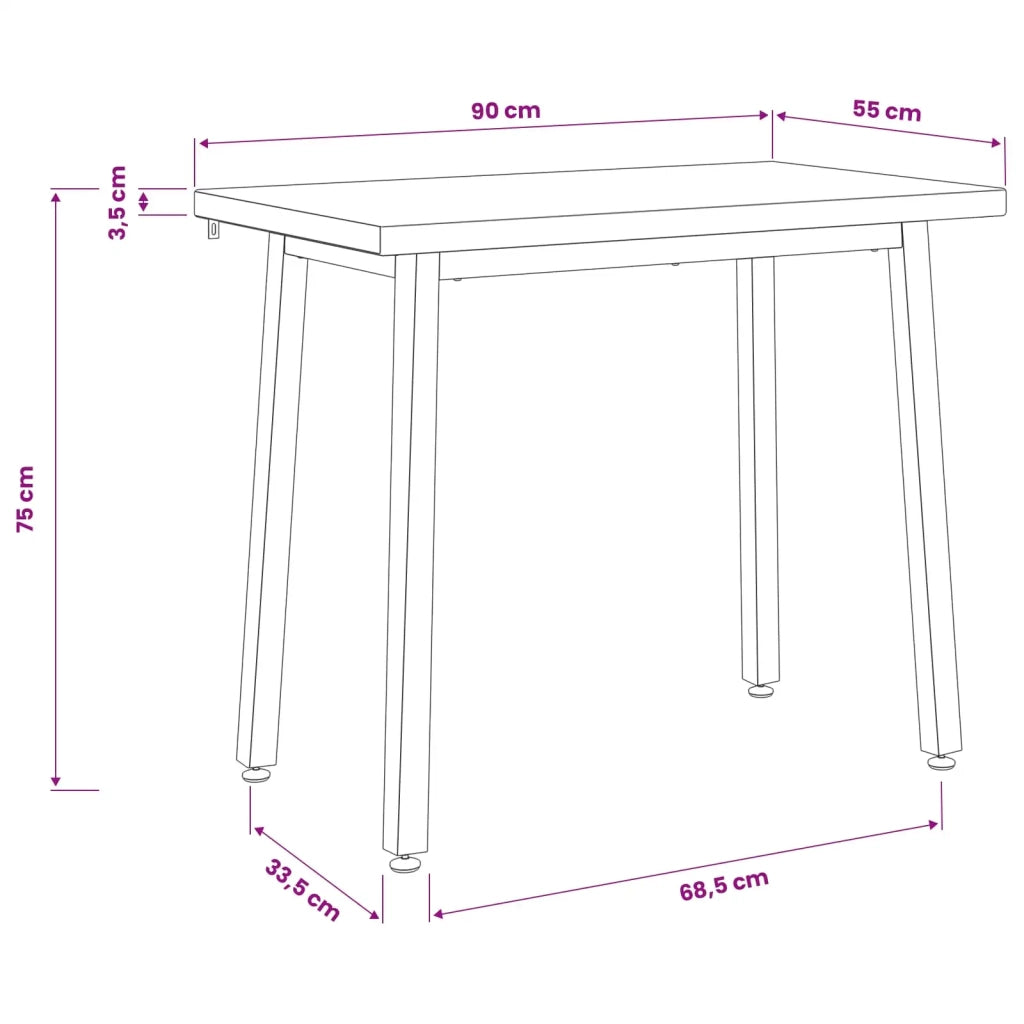 90 x 55 x 75 cm Legno di Acacia Massello Marrone scuro e Bianco 937573