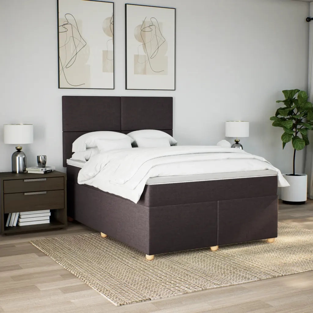Giroletto a Molle con Materasso Marrone Scuro 140x190cm Tessuto
